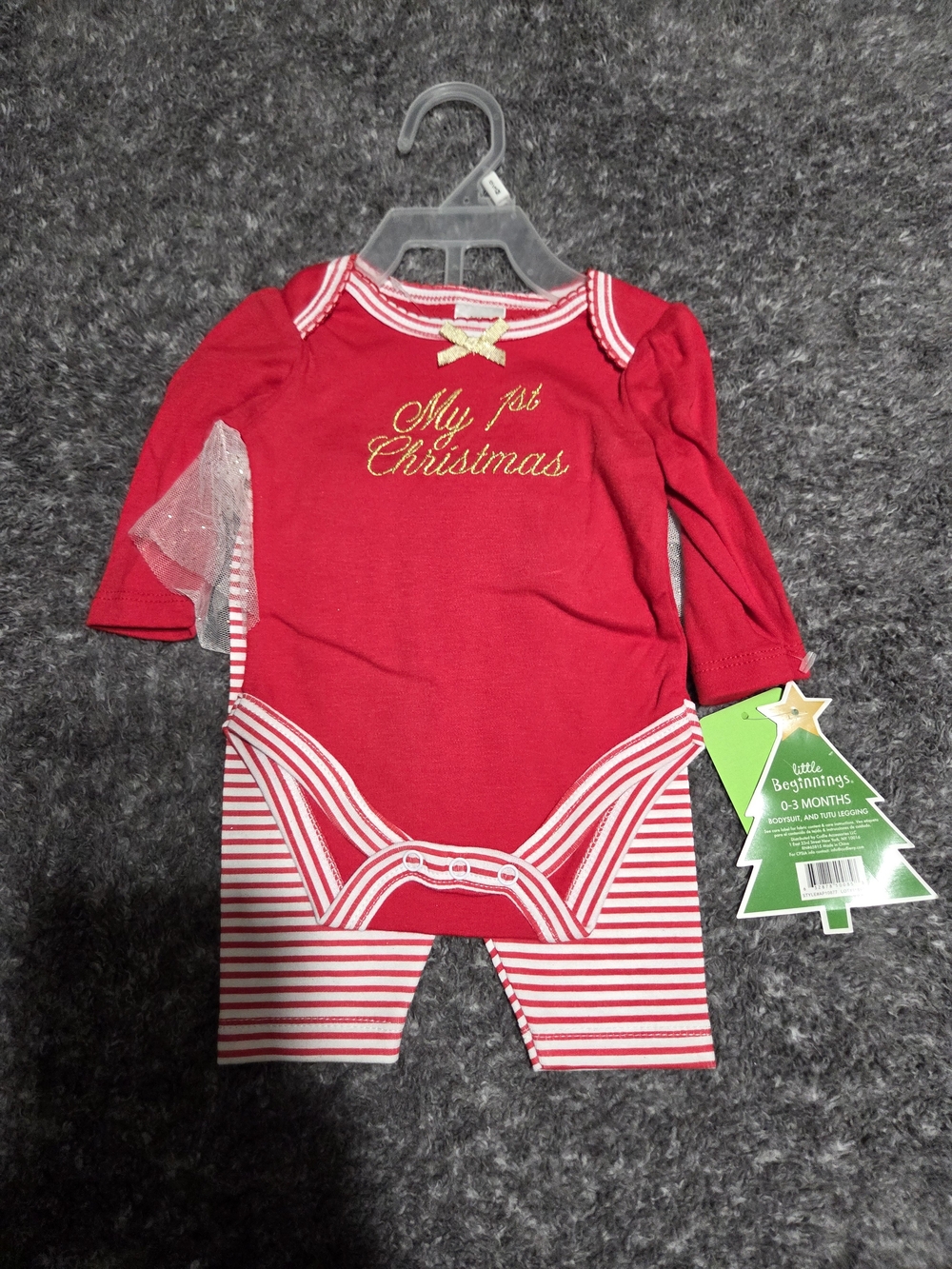 Red 'My 1st Christmas' Baby Bodysuit and Legging Set